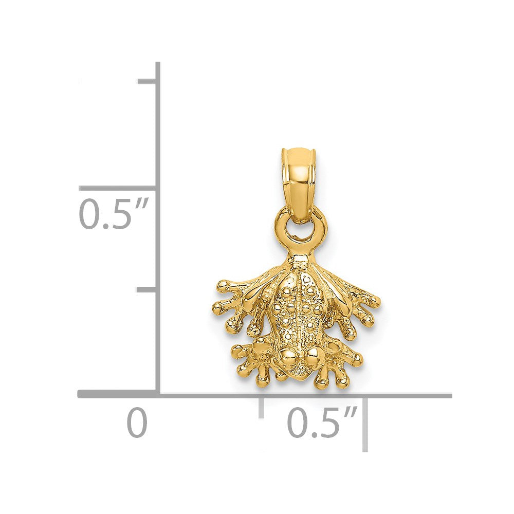14K Gelbgold 3-d Strukturiert Mini Frosch Zugewandt Down Charm