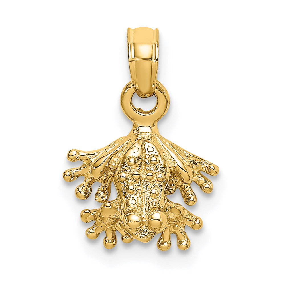 14K Gelbgold 3-d Strukturiert Mini Frosch Zugewandt Down Charm