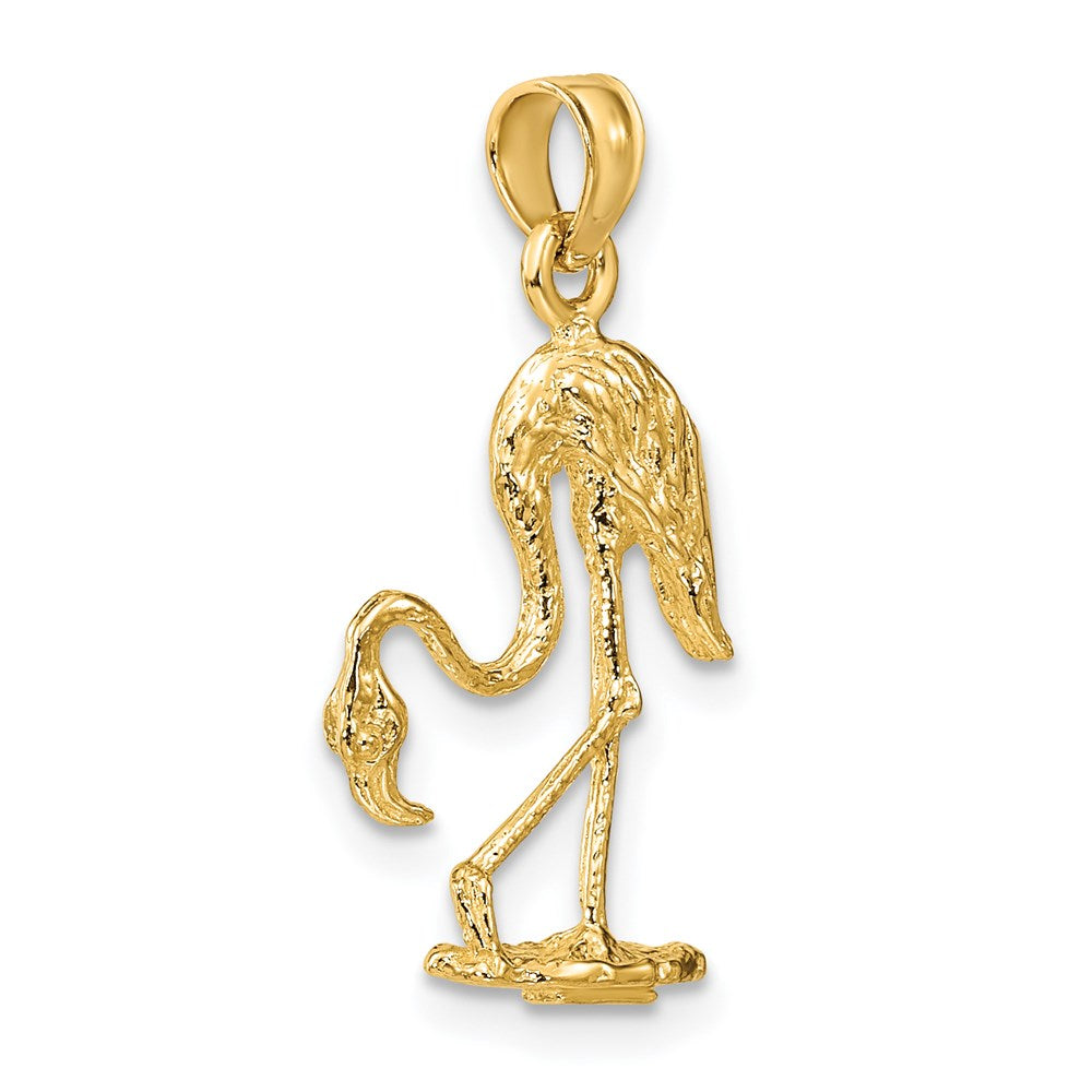 14K Gelbgold 3-d Strukturiert Flamingo Charm