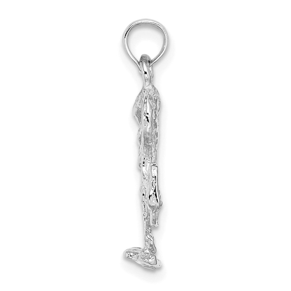 14K Weißgold 3-D texturierter Flamingo-Charm