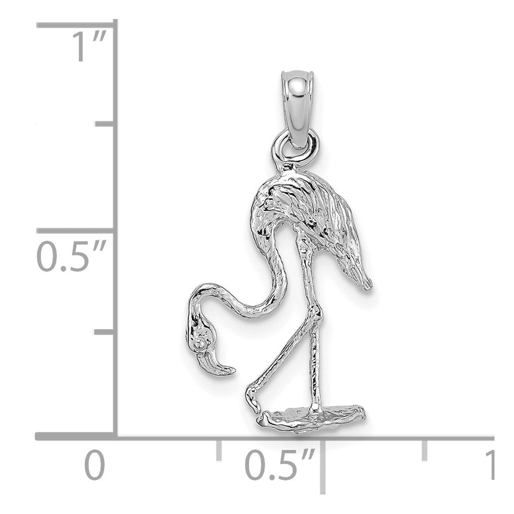 14K Weißgold 3-D texturierter Flamingo-Charm