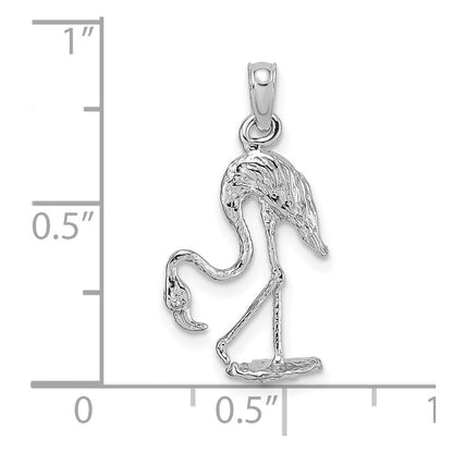 14K Weißgold 3-D texturierter Flamingo-Charm