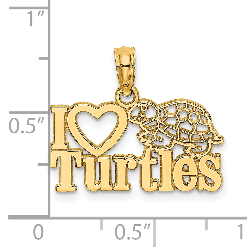 14K Gelbgold I Herz Turtles Charm