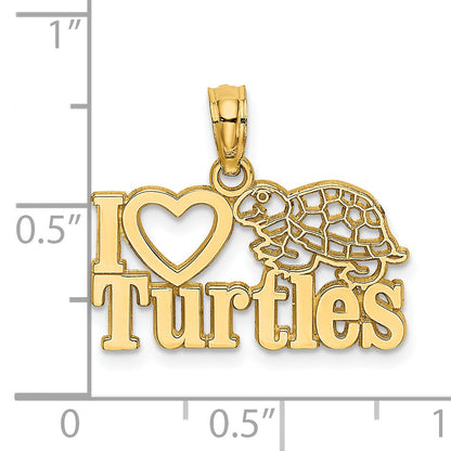 14K Gelbgold I Herz Turtles Charm