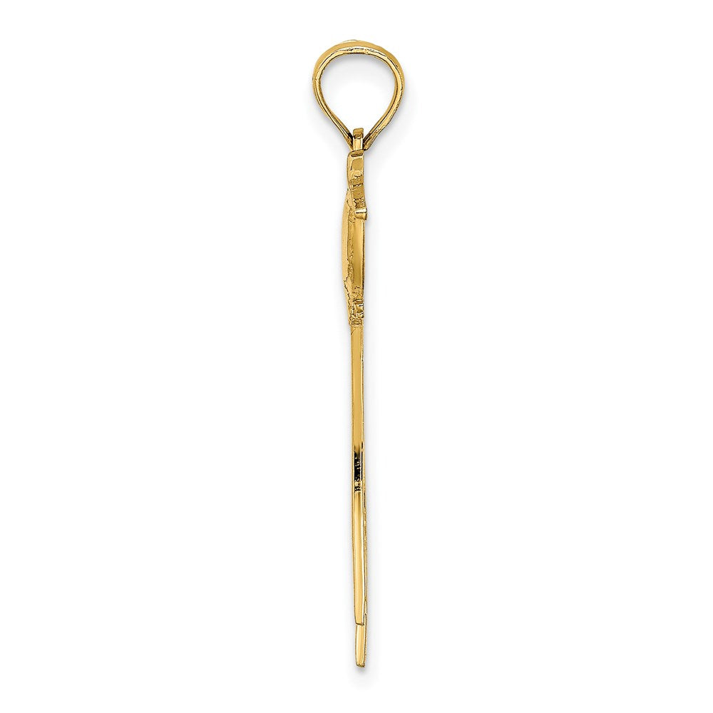 14K Gelbgold Poliert Vogel mit Lang Schwanz Charm