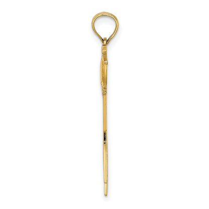 14K Gelbgold Poliert Vogel mit Lang Schwanz Charm