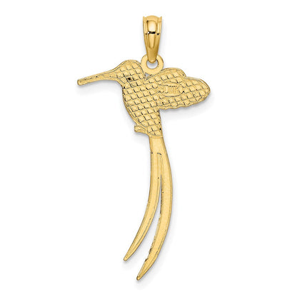 14K Gelbgold Poliert Vogel mit Lang Schwanz Charm
