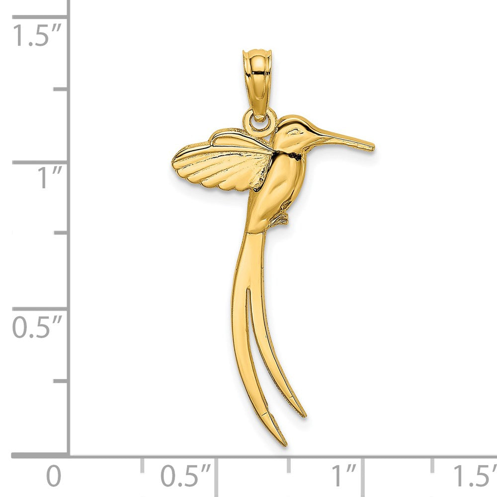 14K Gelbgold Poliert Vogel mit Lang Schwanz Charm