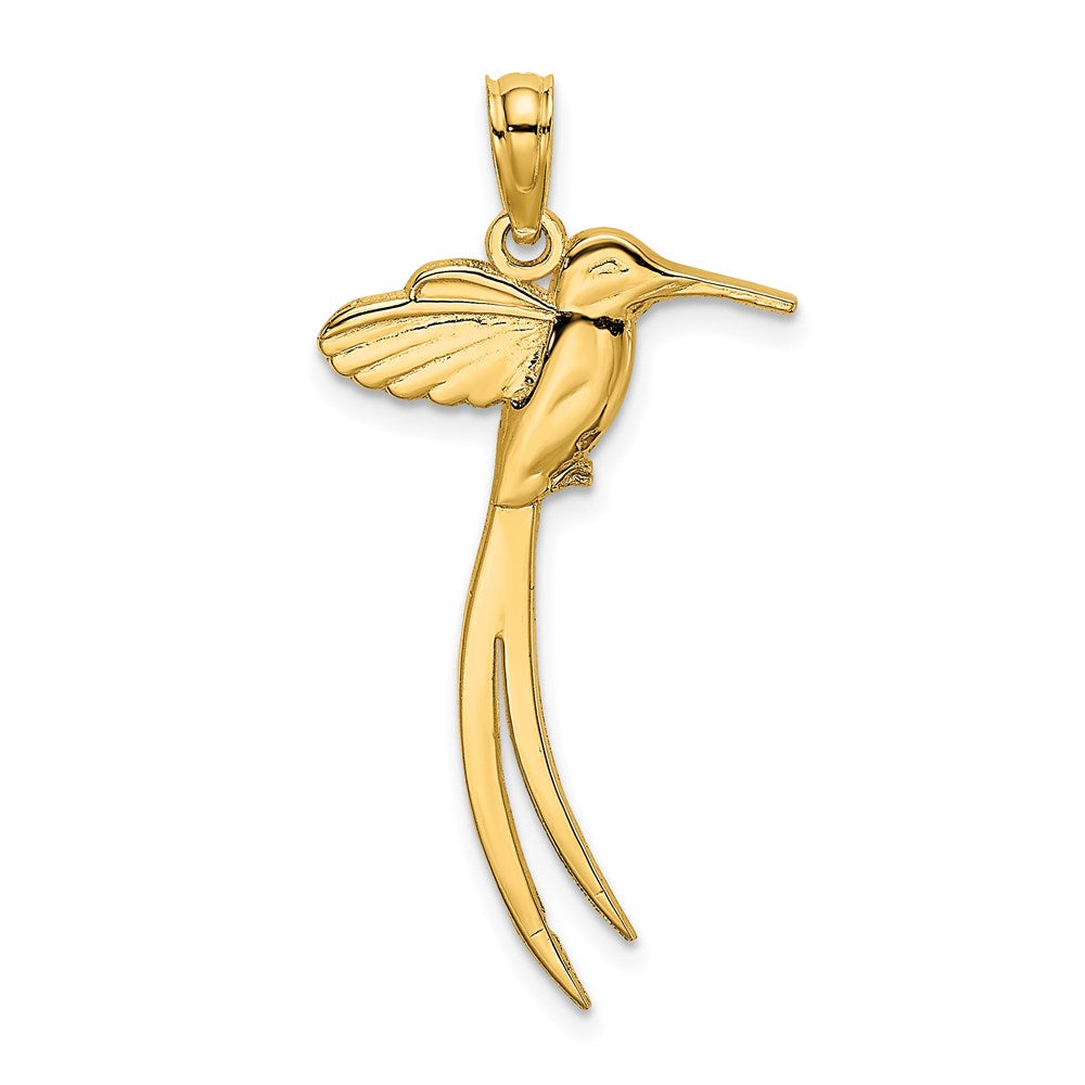 14K Gelbgold Poliert Vogel mit Lang Schwanz Charm