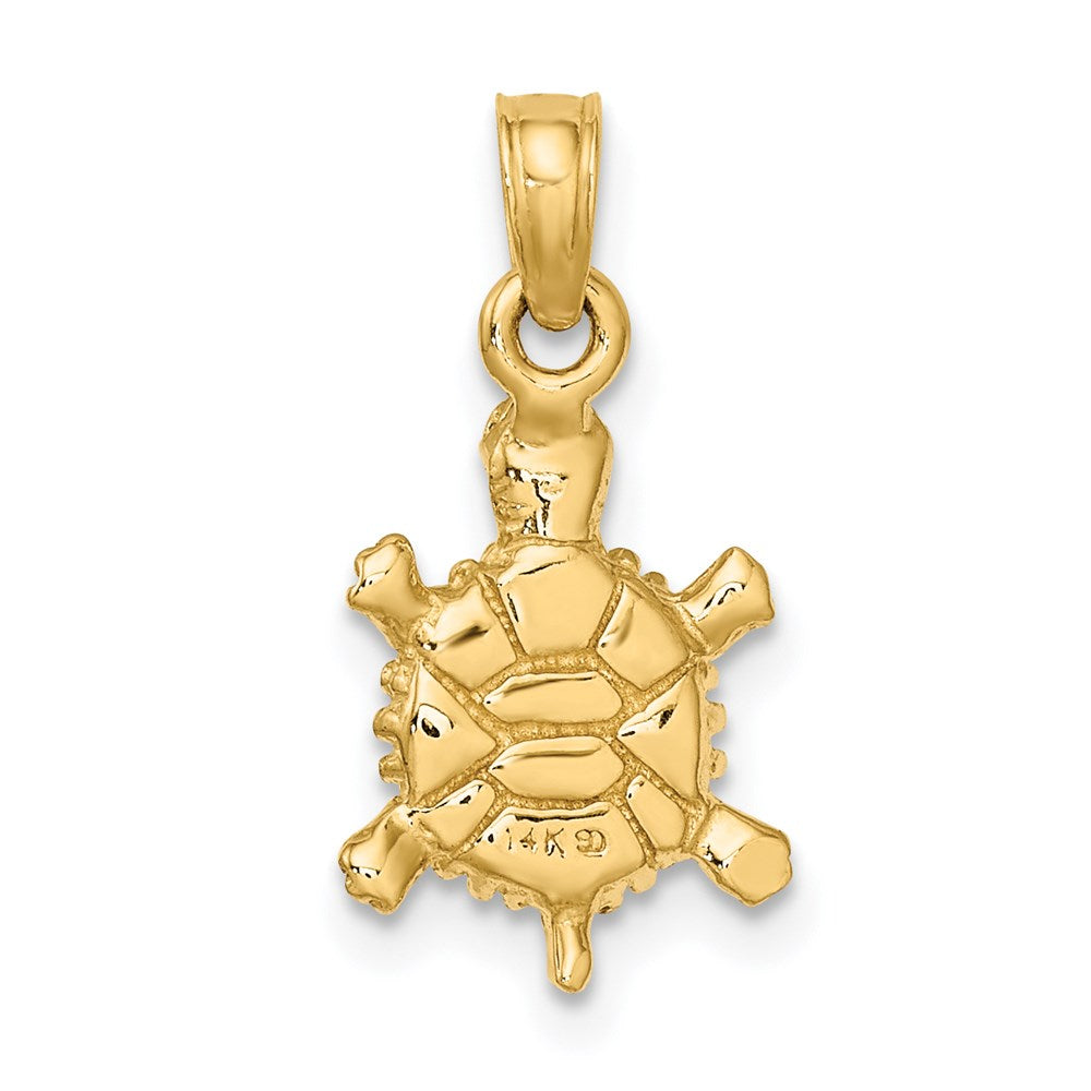 14K Gelbgold 3-D Polierter Landschildkröte-Charm
