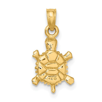 14K Gelbgold 3-D Polierter Landschildkröte-Charm