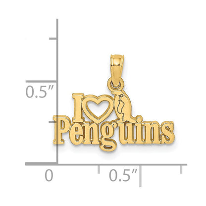 14K Gelbgold I Herz Penguins mit Pinguin Charm