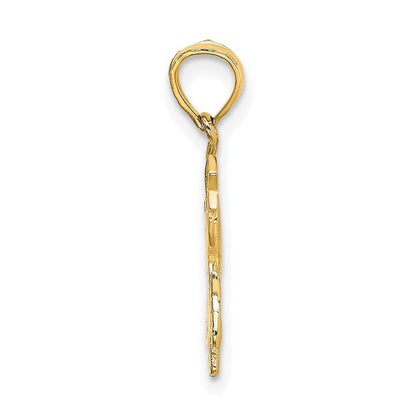 14K Gelbgold Engel Holding A Stern auf Halb Mond Charm