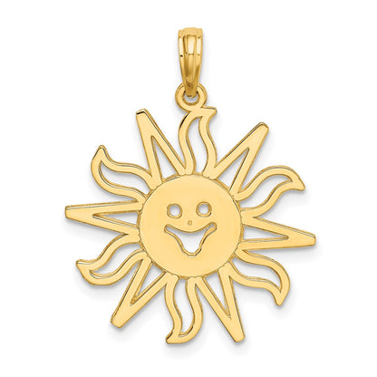 14K Gelbgold Ausgeschnittener Lächelnde-Sonne-Charm
