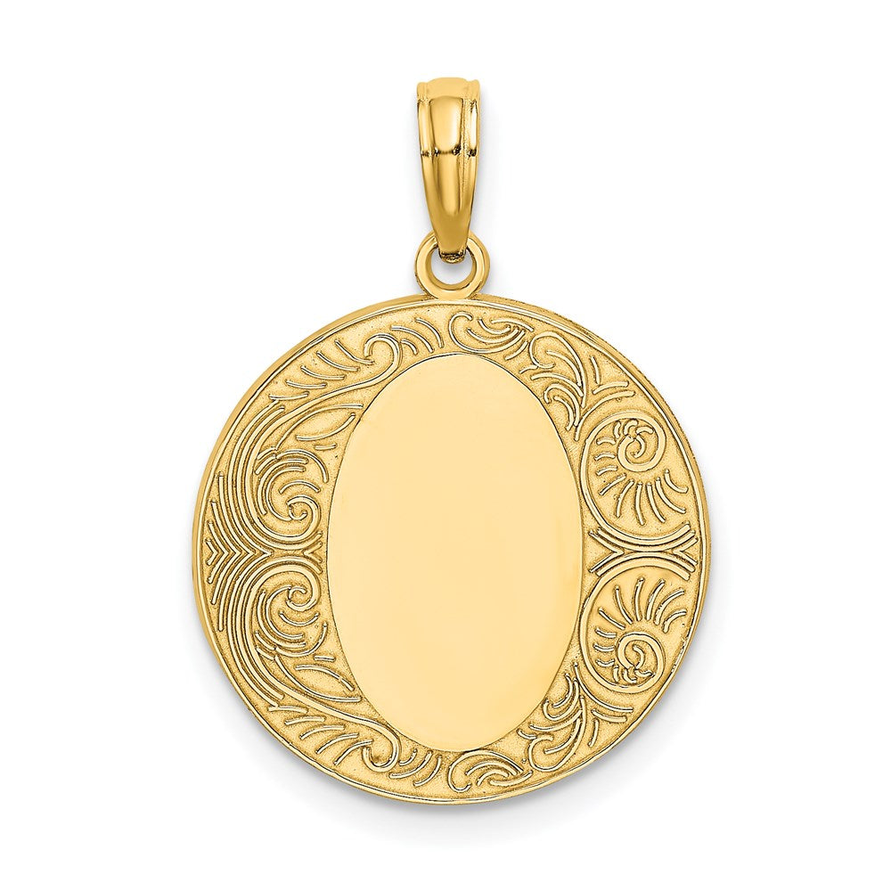 14K Gelbgold Kreis-Charm mit gravierbarer Mitte