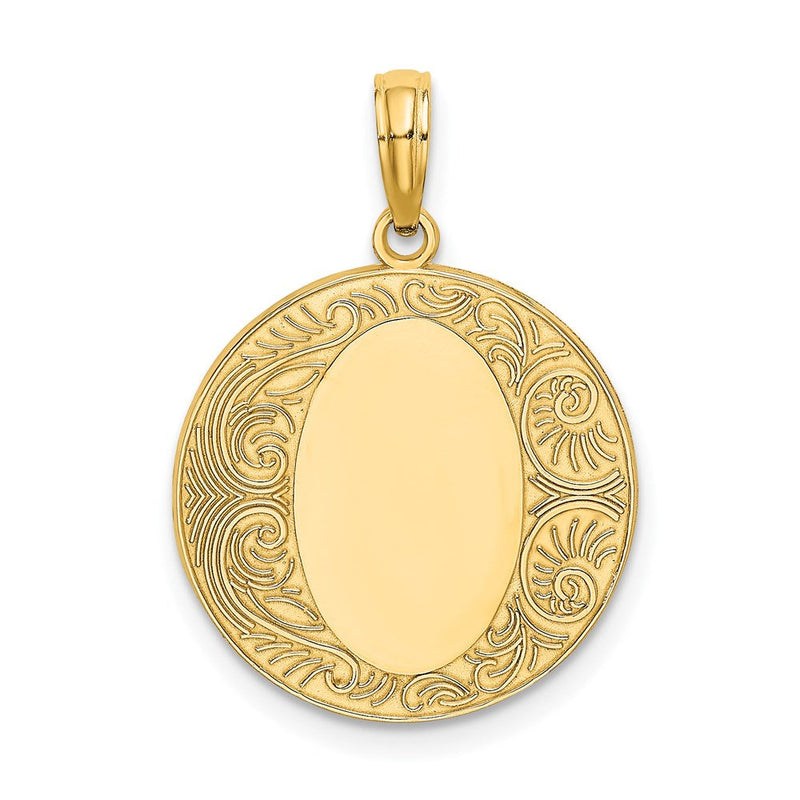 14K Gelbgold Kreis-Charm mit gravierbarer Mitte