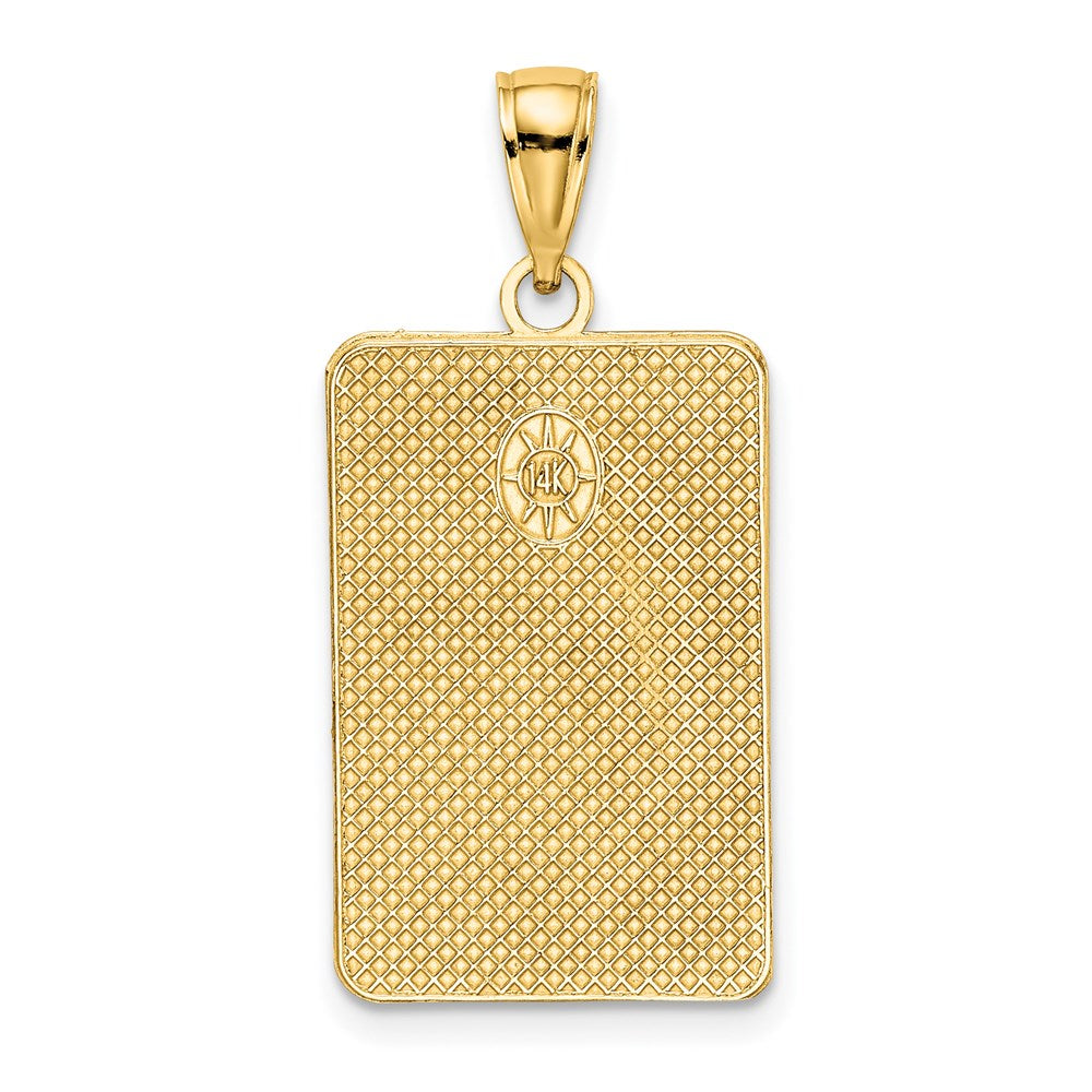 14K Gelbgold Rechteckiger Gravierter Charm