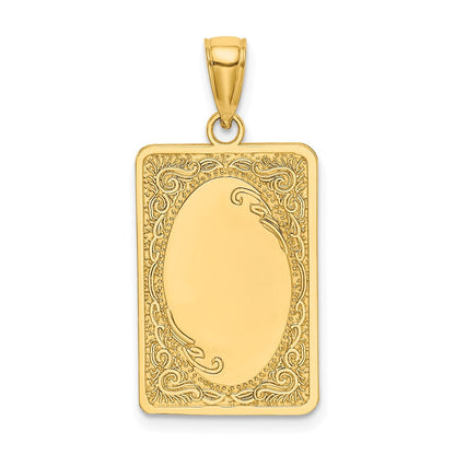 14K Gelbgold Rechteckiger Gravierter Charm