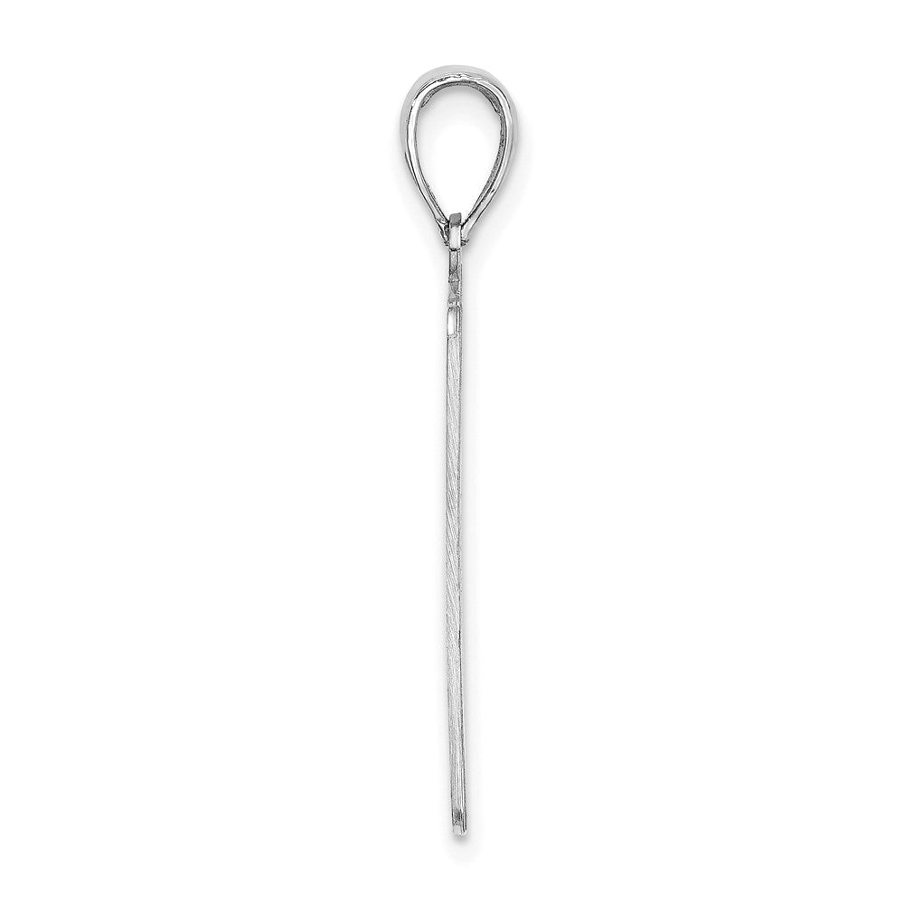 14K Weißgold Rechteckiger Gravierter Charm