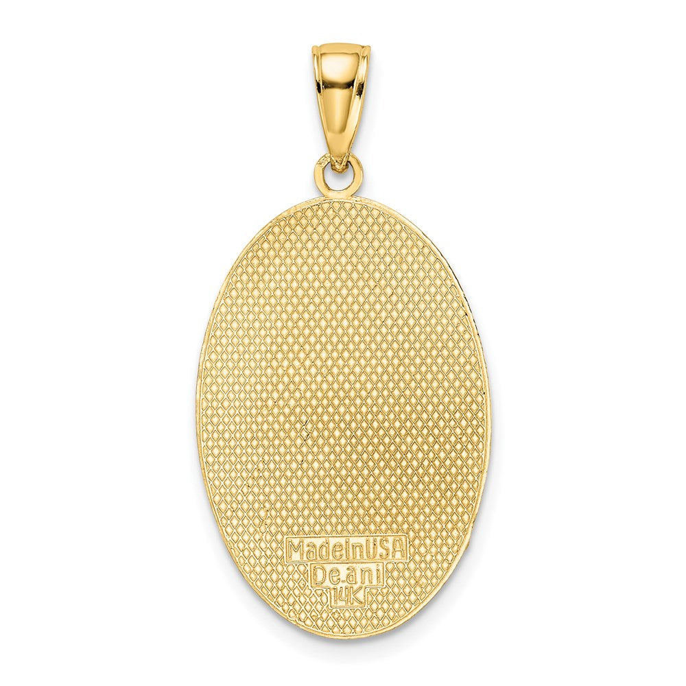 14K Gelbgold Oval-Charm mit gravierbarem Mittelteil