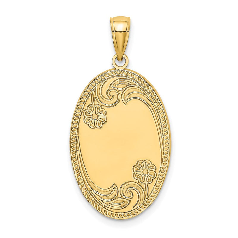 14K Gelbgold Oval-Charm mit gravierbarem Mittelteil
