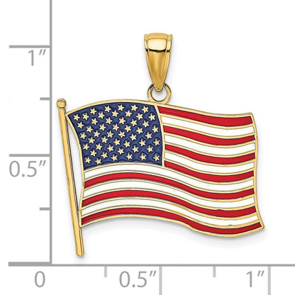 14K Gelbgold Charm mit Emaille-Amerikanische-Flagge** Alternativ, noch natürlicher formuliert: **14K Gelbgold Charm mit Amerikanischer Flagge in Emaille