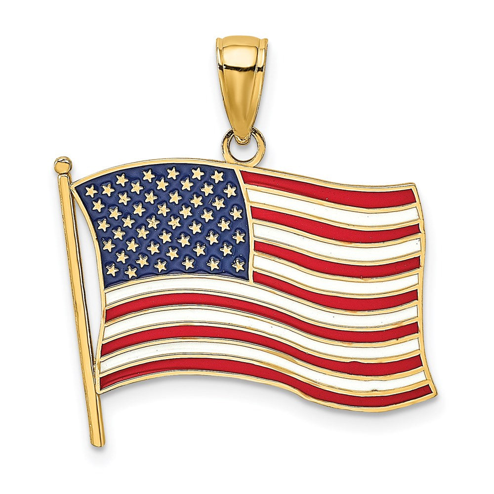 14K Gelbgold Charm mit Emaille-Amerikanische-Flagge** Alternativ, noch natürlicher formuliert: **14K Gelbgold Charm mit Amerikanischer Flagge in Emaille