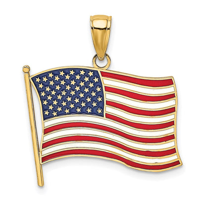14K Gelbgold Charm mit Emaille-Amerikanische-Flagge** Alternativ, noch natürlicher formuliert: **14K Gelbgold Charm mit Amerikanischer Flagge in Emaille