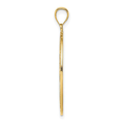 14K Gelb- und Rhodiumgold-Charm mit Rhodium-Emaille, Rosa Gelassenheitsgebet, ovale Scheibe