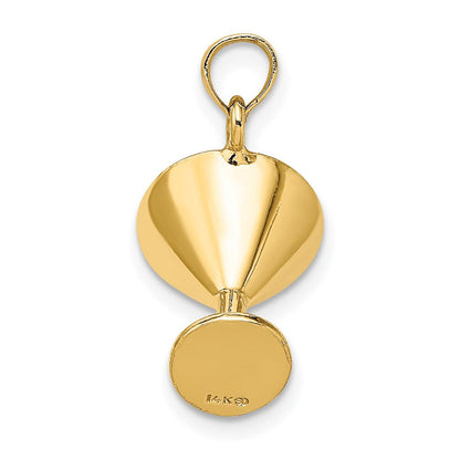 14K Gelbgold 3D-Martiniglas-Charm mit Olive