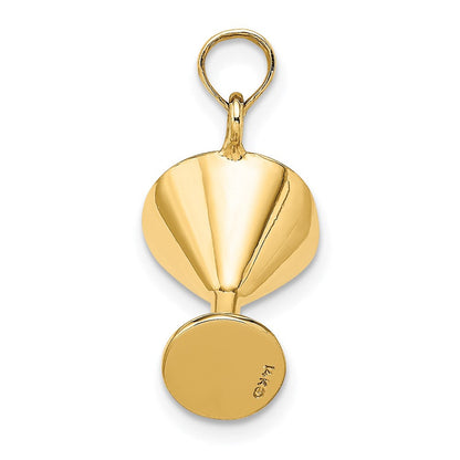 14 Karat Gelbgold 3-D Martini-Glas-Charm mit grüner Emaille und Kirsche