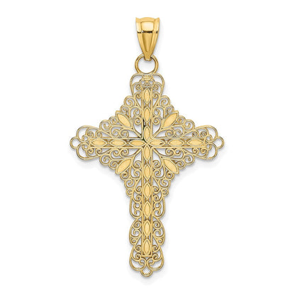14K Gelbgold Kreuz-Charm mit grüner Emaille-Filigranarbeit