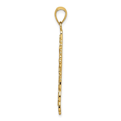 14 Karat Gelbgold Filigran-Kreuz-Charm mit roter Emaille