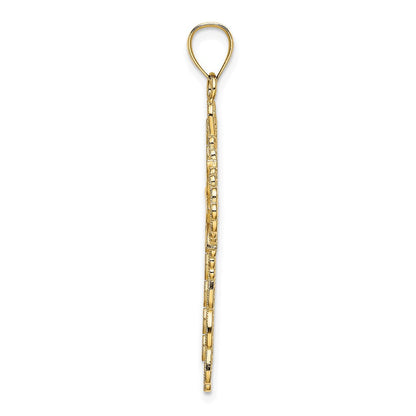 14K Gelbgold Kreuz-Charm mit weißer Emaille-Filigranarbeit