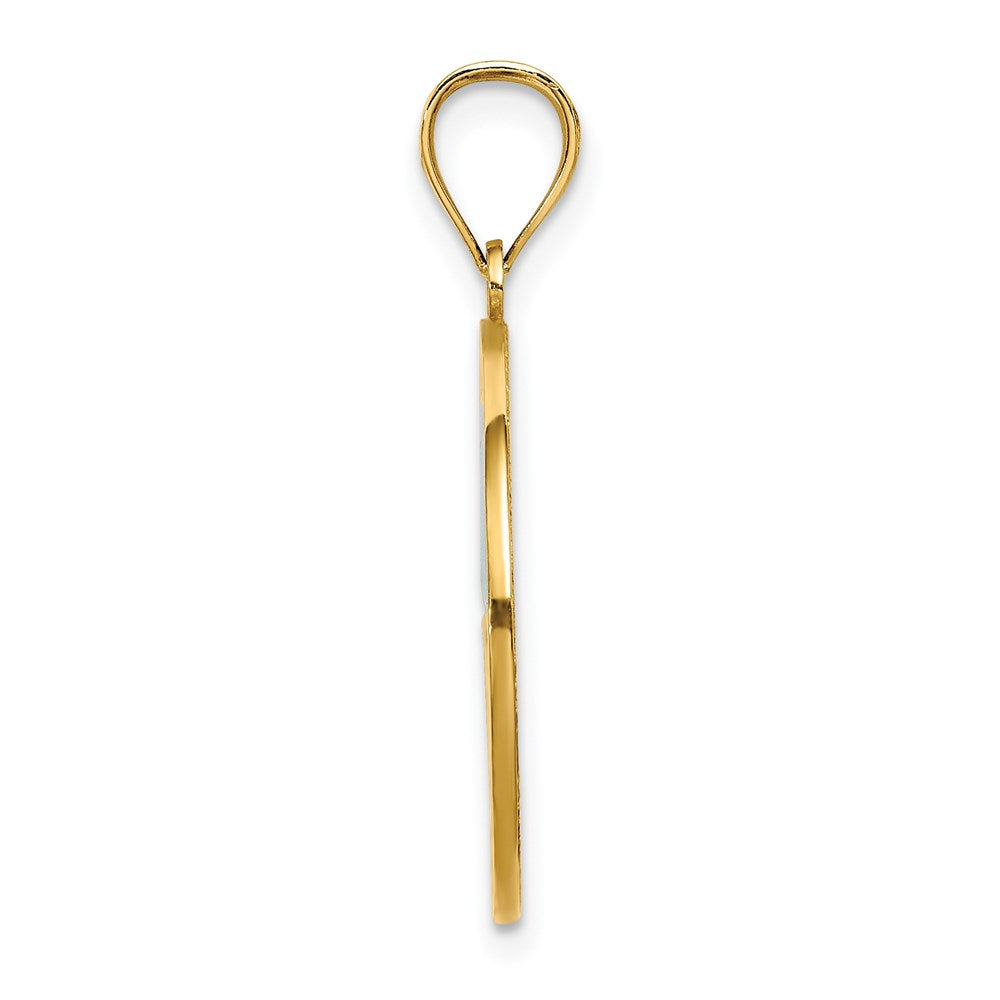 14 Karat Gelbgold Charm „OCEAN CITY NEW JERSEY“ mit mehrfarbigem Emaille-Strand-Design