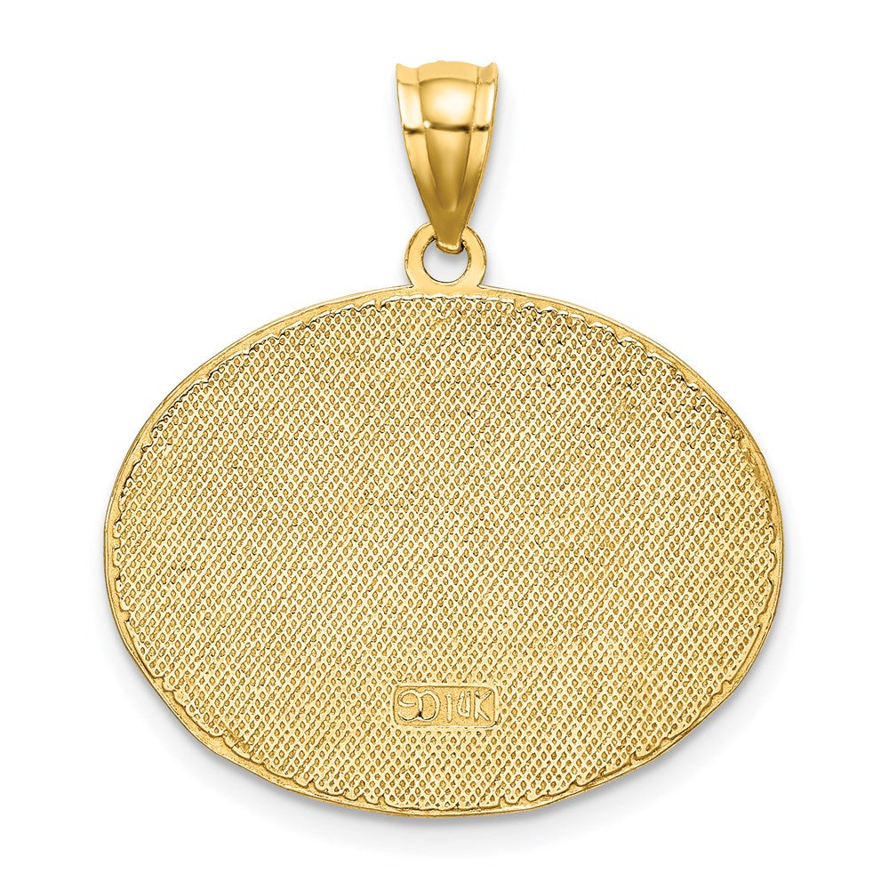 14 Karat Gelbgold Charm „OCEAN CITY NEW JERSEY“ mit mehrfarbigem Emaille-Strand-Design