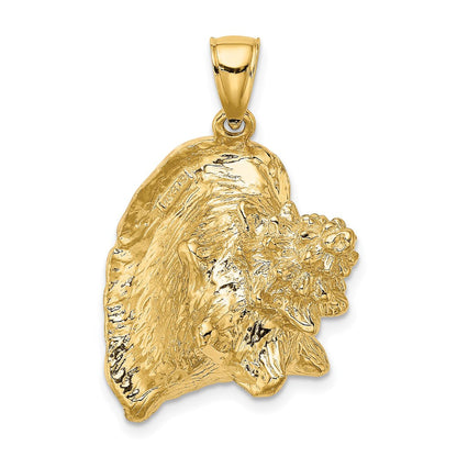 14 Karat Gelbgold 3-D-Emaille-Muschelschale-Charm, groß