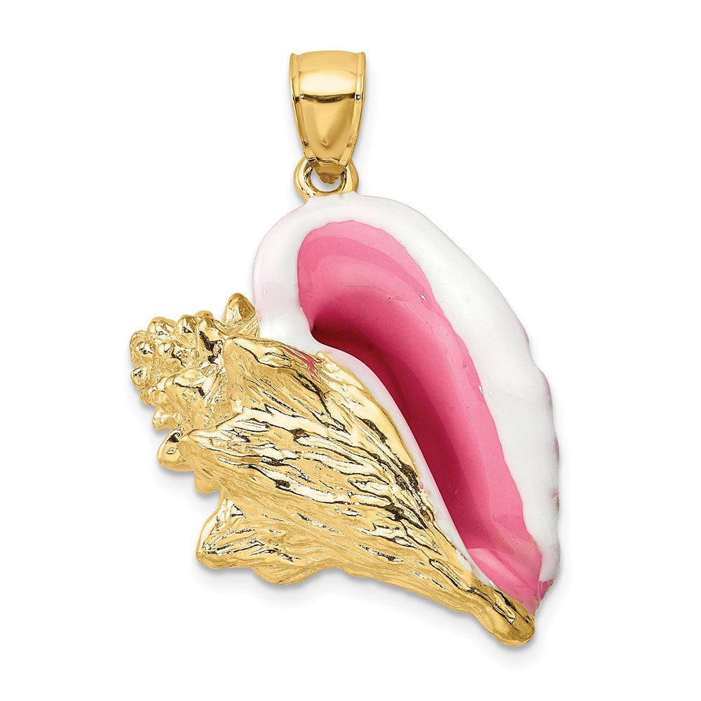 14 Karat Gelbgold 3-D-Emaille-Muschelschale-Charm, groß