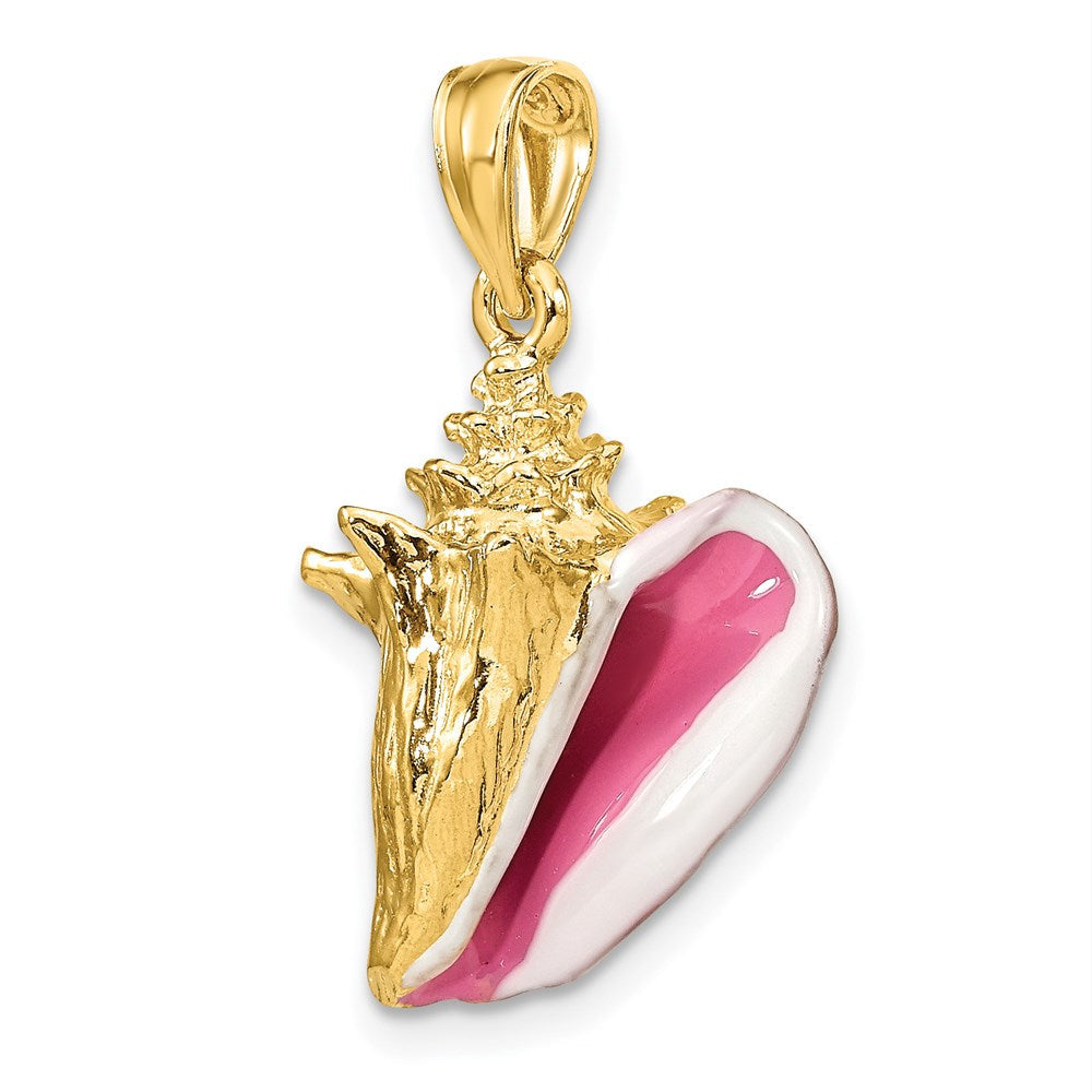 14K Gelbgold 3-D-Emaille-Muschel-Charm