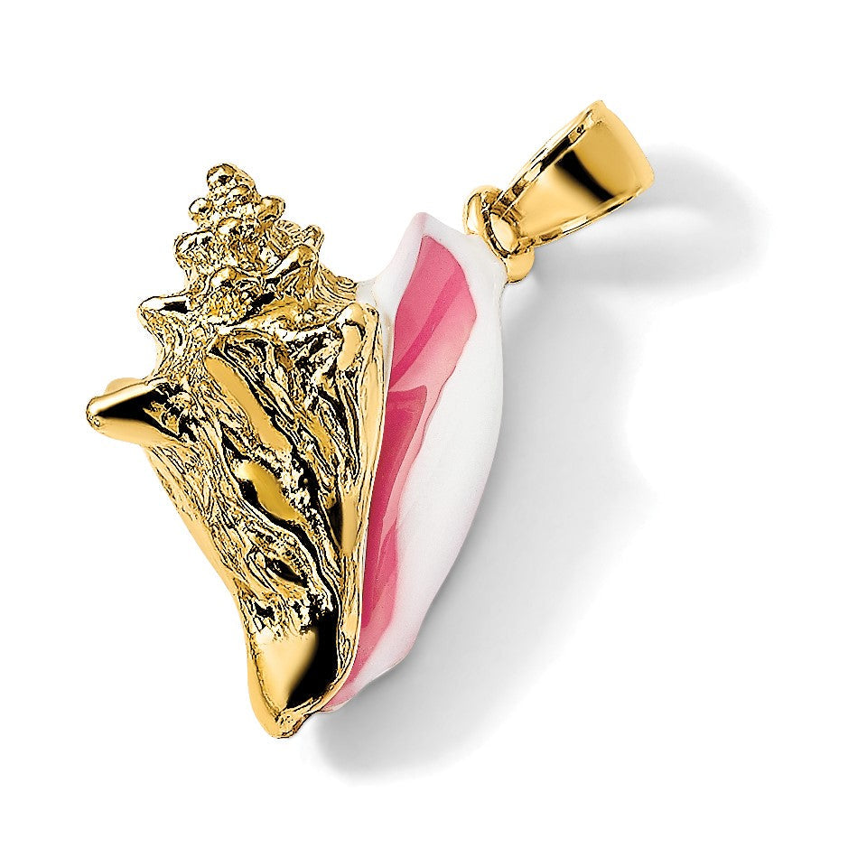 14K Gelbgold 3-D-Emaille-Muschel-Charm
