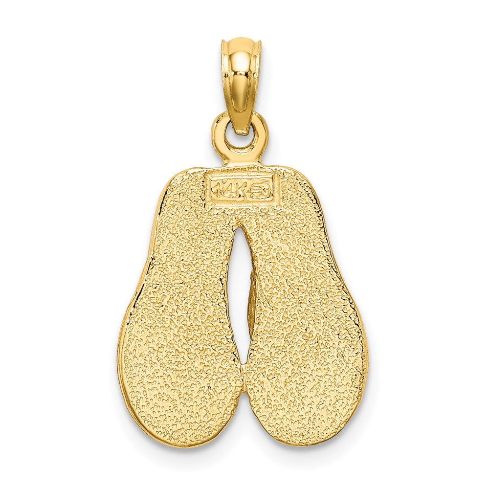 14K Gelbgold 3D-Doppel-Flipflop-Charm mit rosa Emaille