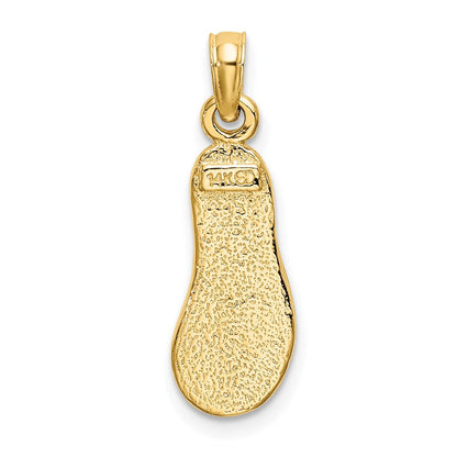 14K Gelbgold 3D-Einzel-Flip-Flop-Charm mit grüner Emaille