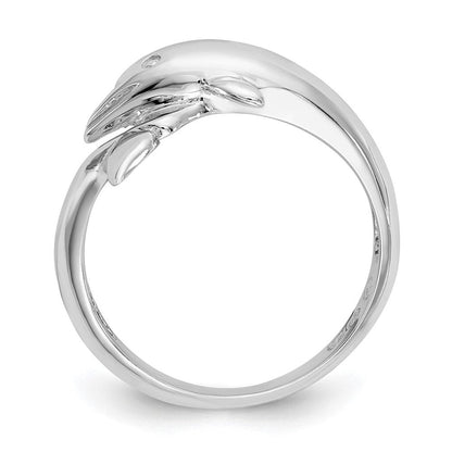 14K Weißgold Delfinring