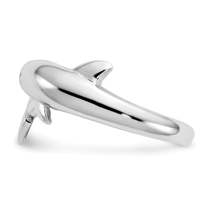 14K Weißgold Delfinring