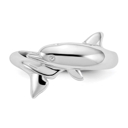 14K Weißgold Delfinring