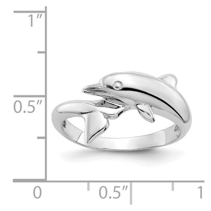 14K Weißgold Delfinring