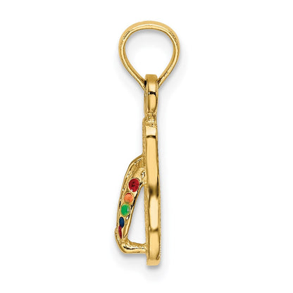14K Gelbgold 3d mit Mehrfarbig Emaille Einfach Flip-flop Charm