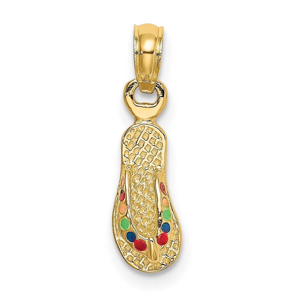 14K Gelbgold 3d mit Mehrfarbig Emaille Einfach Flip-flop Charm