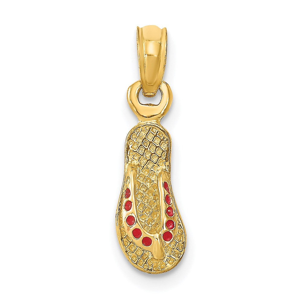 14K Gelbgold 3d mit Rot Emaille Einfach Flip-flop Charm