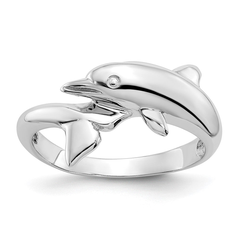 14K Weißgold Delfinring